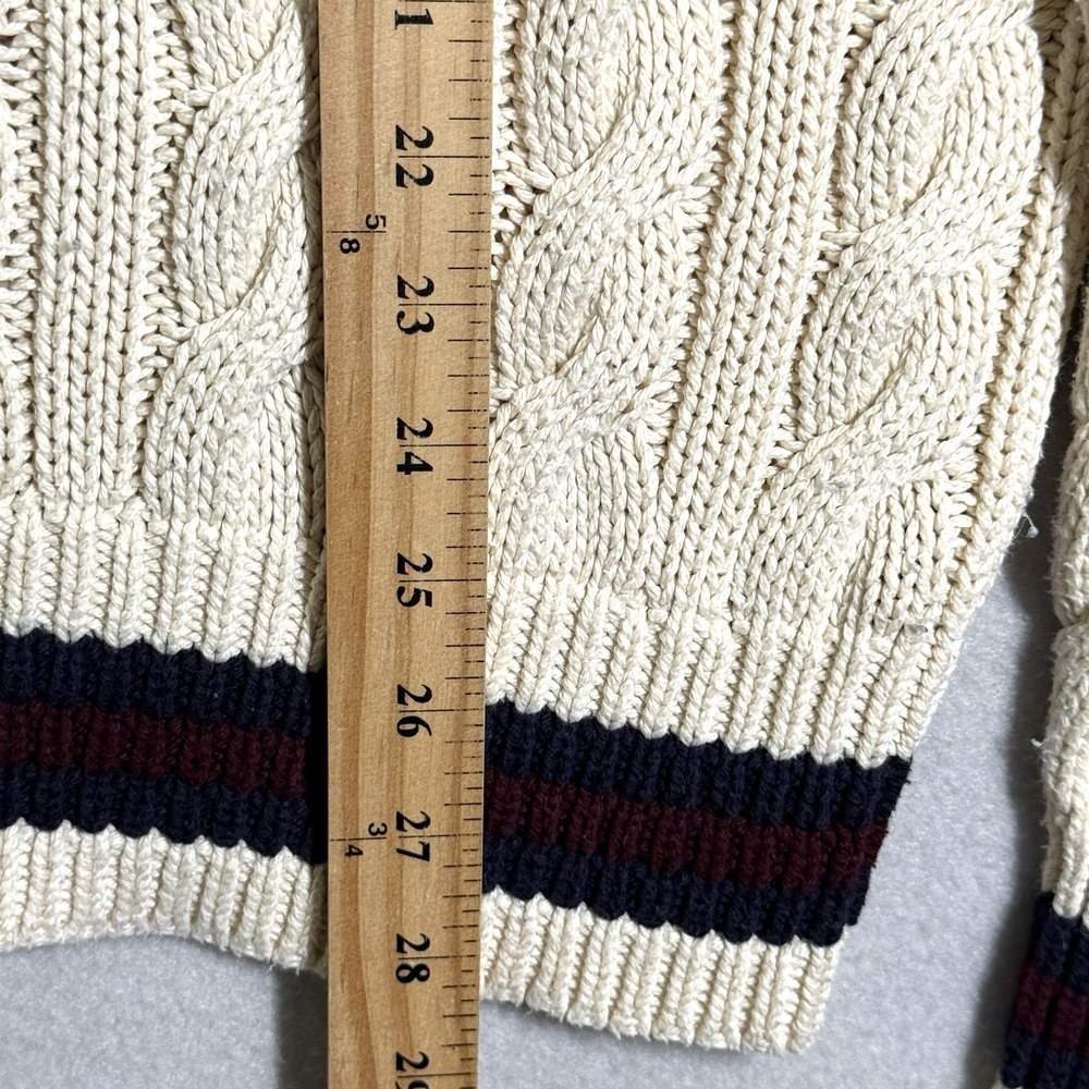 Vintage Polo Ralph Lauren Cricket Sweater Mens L XL Cable Knit Tennis 90s Cream - Picture 12 of 12